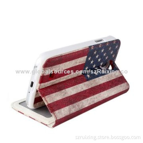 New 2-in-1 PU Leather Phone Case for Samsung Galaxy S4, with US Flag Image and Stand Function